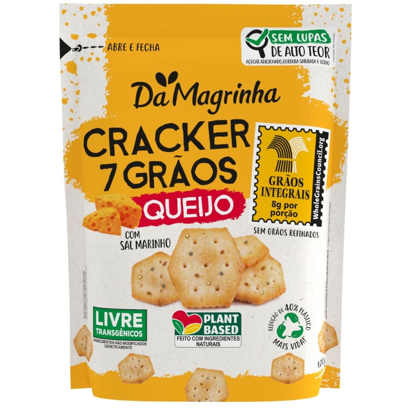 Biscoito Cracker 7 Grãos Sabor Queijo Da Magrinha Pacote 120g