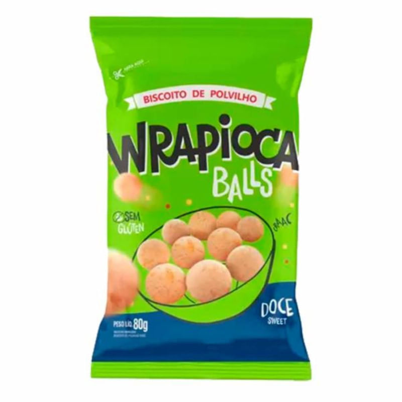 Biscoito Doce de Polvilho Wrapioca Balls Pacote 80g