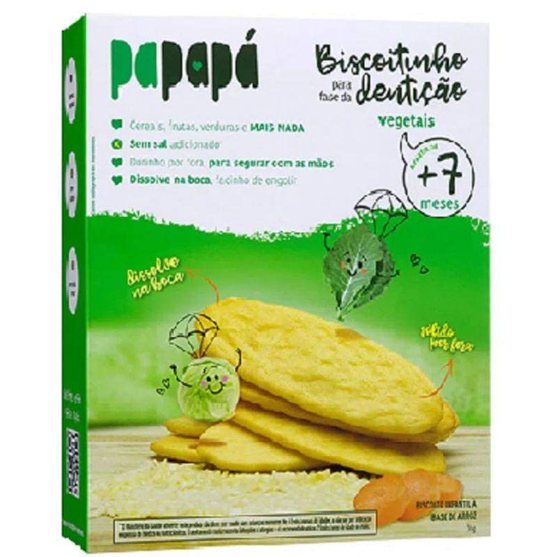 Biscoito Infantil de Vegetais Papapá Fase da Dentição Caixa 36g