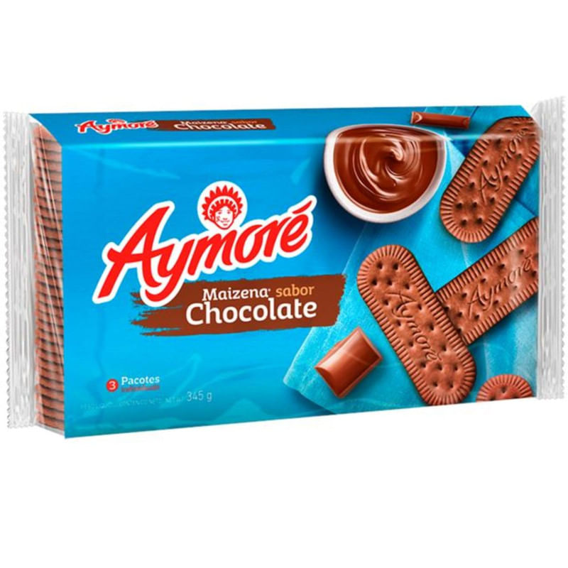 Biscoito Maizena Sabor Chocolate Maizena Aymoré Pacote 345g