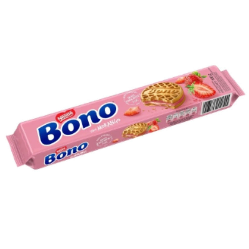 Biscoito Recheado Morango Bono 90g