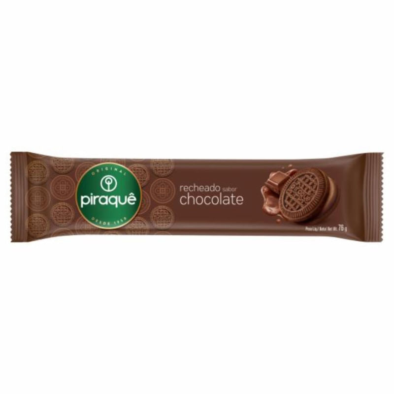 Biscoito Recheado Sabor Chocolate Piraquê Pacote 76g