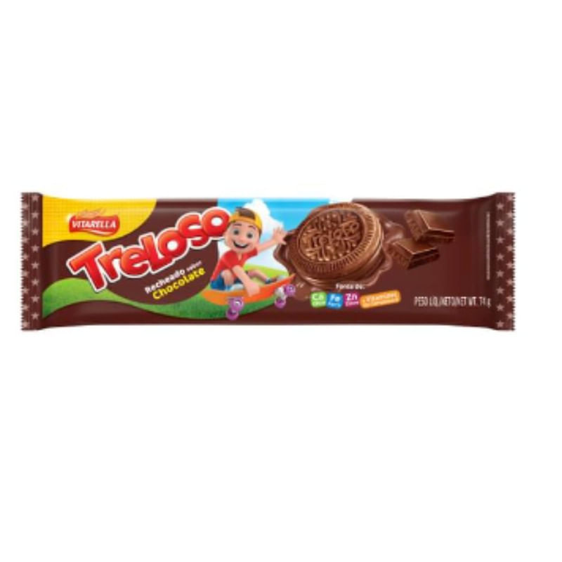 Biscoito Treloso Recheado Chocolate Vitarella  74g