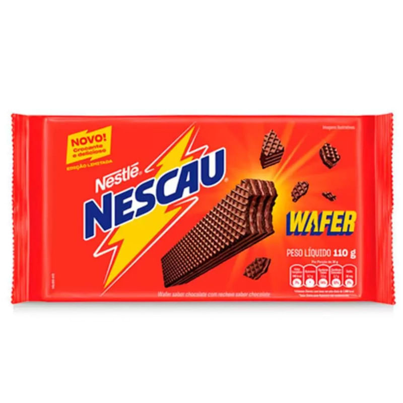 Biscoito Wafer Recheado Sabor Chocolate Nestle Nescau Pacote 110g