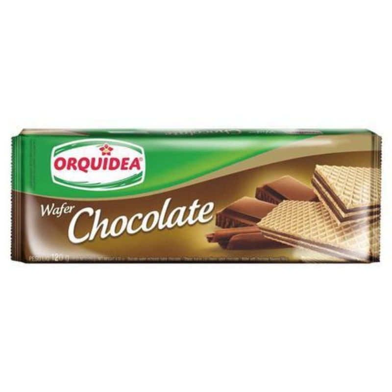 Biscoito Wafer Recheado Sabor Chocolate Orquidea Pacote 100g