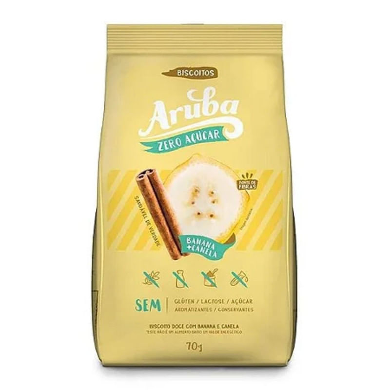 Biscoito de Banana e Canela Zero Açúcar Aruba 80g