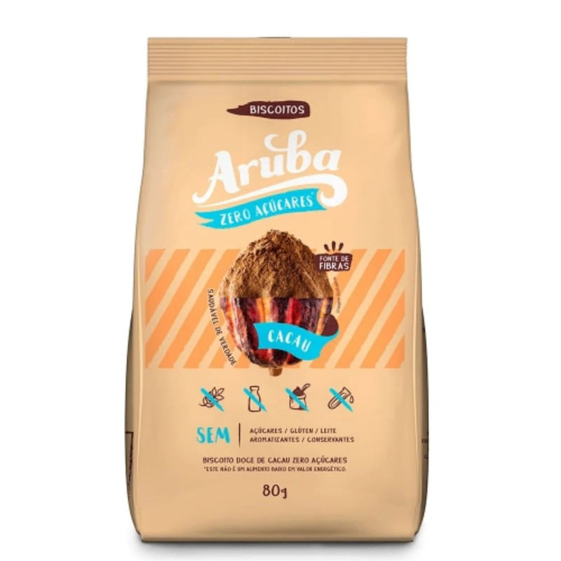 Biscoito de Cacau Zero Açúcar Aruba 80g