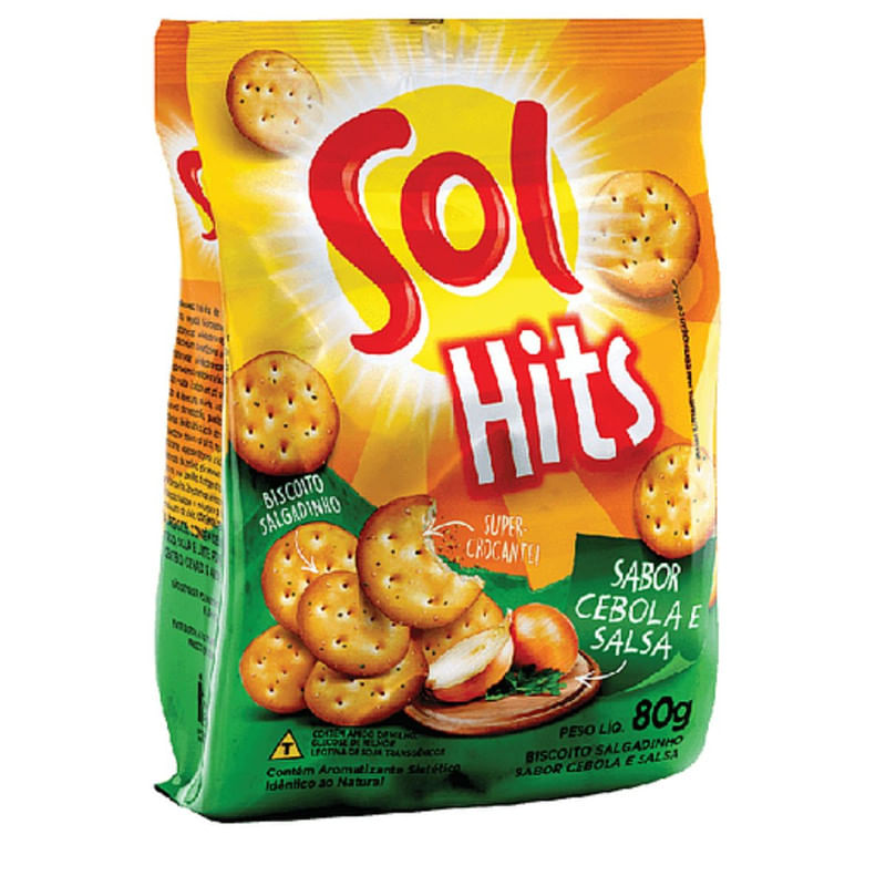 Biscoito de Cebola e Salsa Hit Sol Pacote 80g