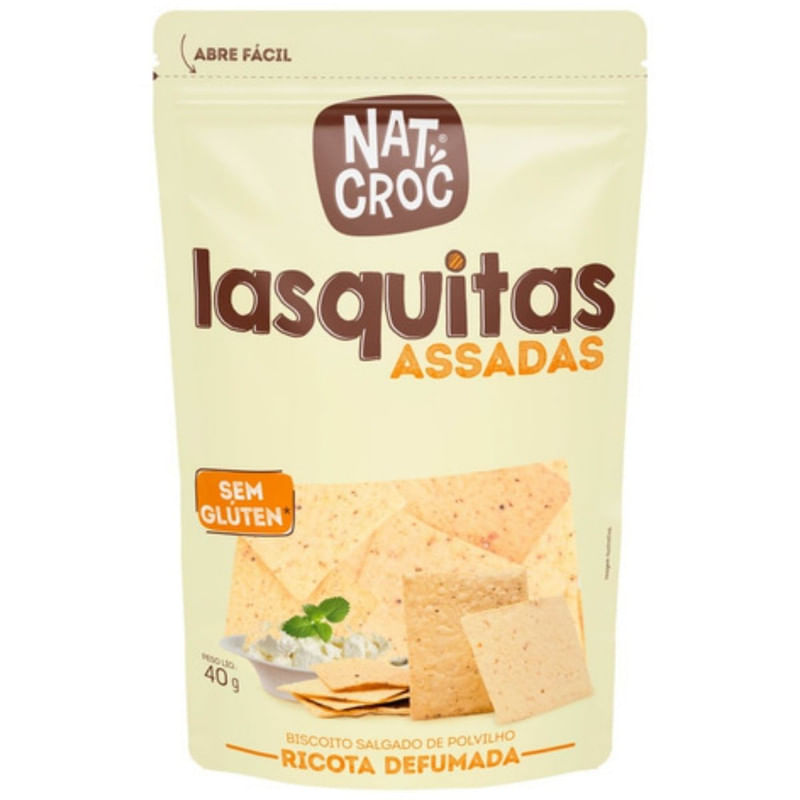 Biscoito de Lasquitas Assadas de Ricota Defumada Nat Croc Pacote 40g