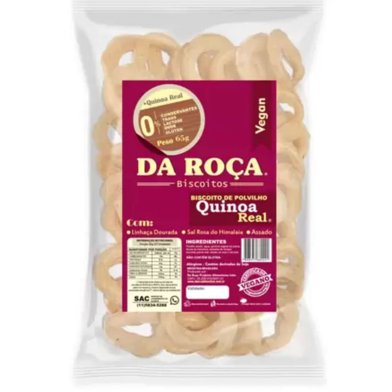 Biscoito de Polvilho Vegano Quinoa Real Da Roça Pacote 65g