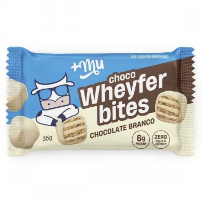 Bites de Chocolate Branco Mais Mu Choco Wheyfer Pacote 35g