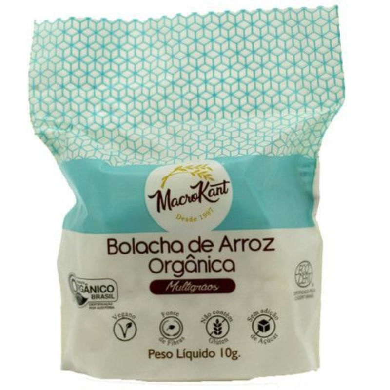 Bolacha de Arroz Orgânico Vegano Multigrãos Macrokant 10g