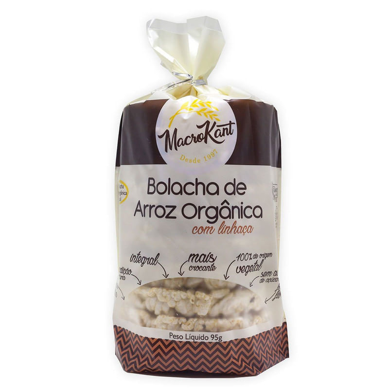 Bolacha de Arroz Orgânico com Linhaça Macrokant 95g