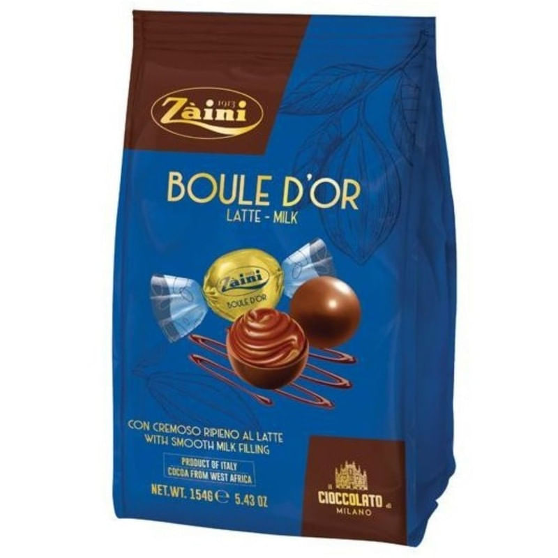 Bombom de Chocolate ao Leite Recheado Zàini Boule D&apos;or Latte Milk Pacote 154g