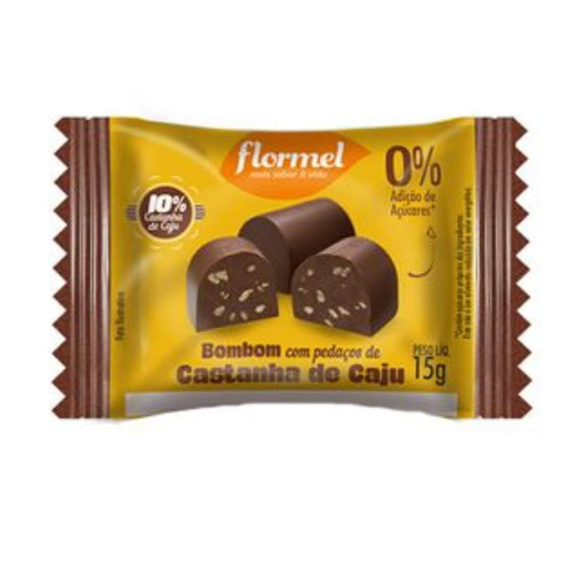 Bombom de Chocolate com Castanha de Caju Zero Flormel 15g