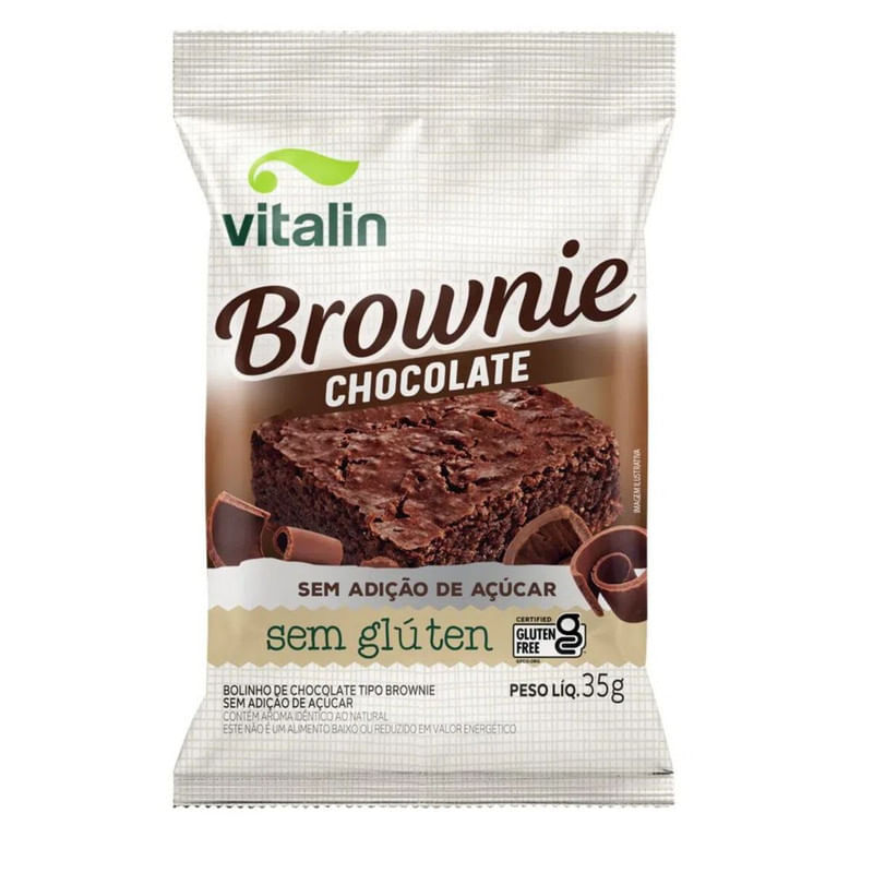 Brownie Chocolate sem Açúcar e Glúten Vitalin Pacote 35g