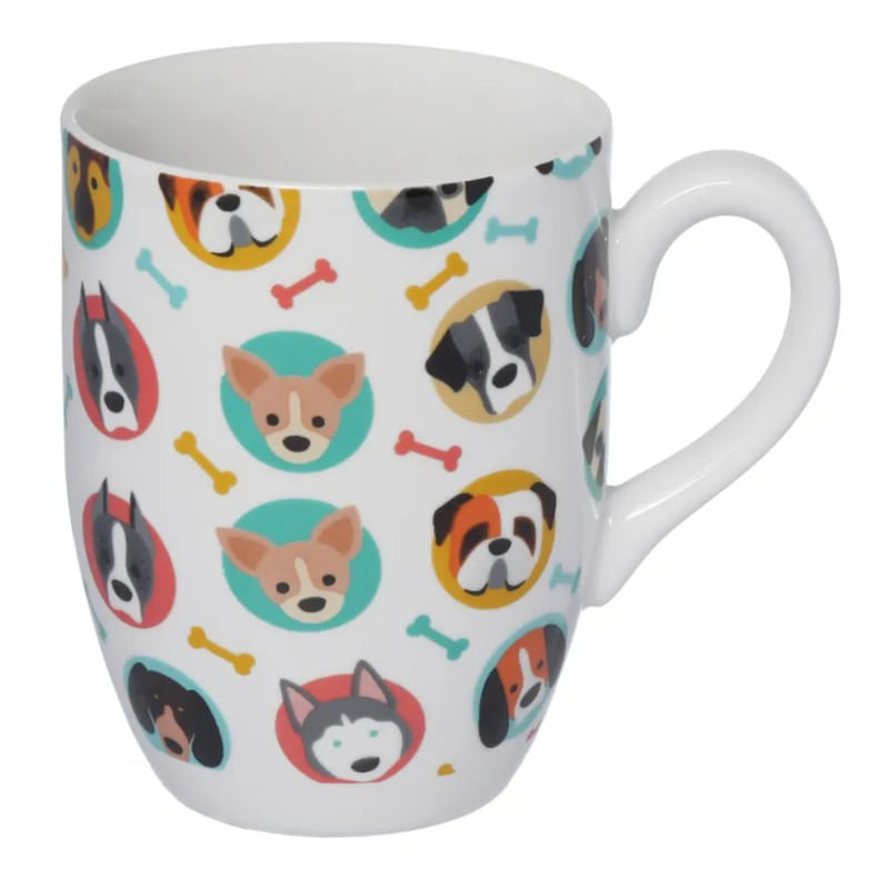 Caneca Porcelana Dogs Etilux 350ml