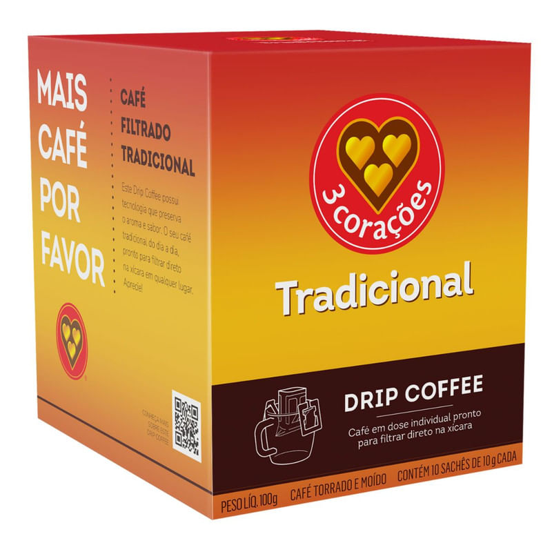 Café 3 Corações Drip Coffee Tradicional 100g