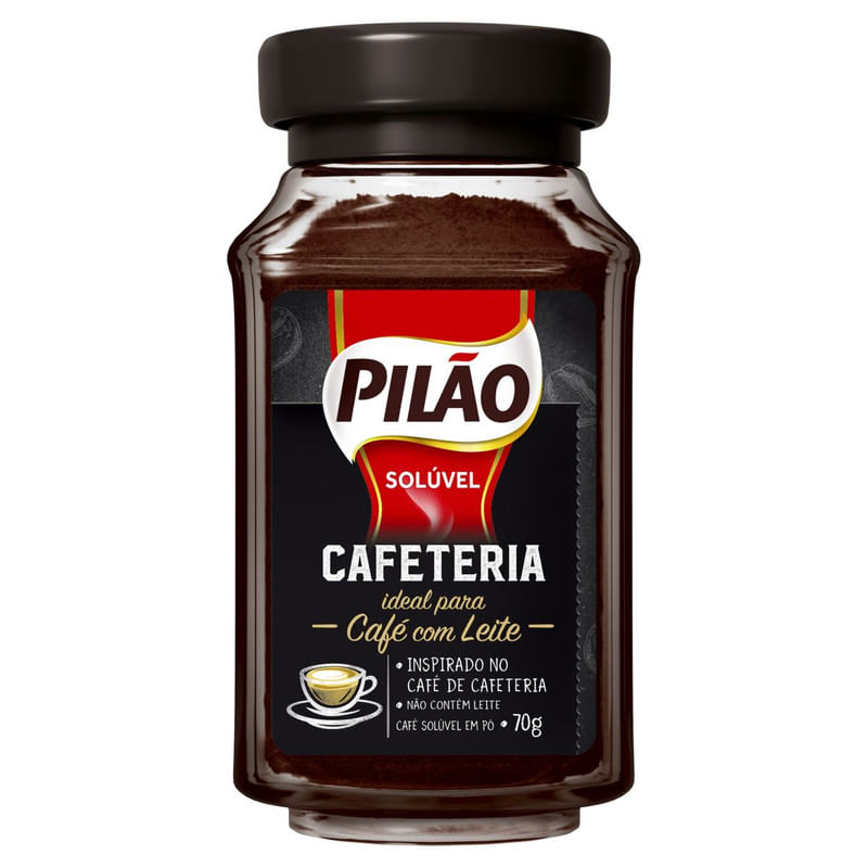 Café Solúvel em Pó Pilão Cafeteria Vidro 70g