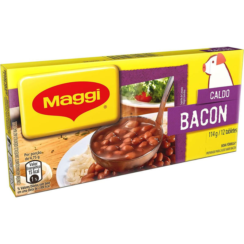 Caldo em Tablete Sabor Bacon Maggi Caixa 114g