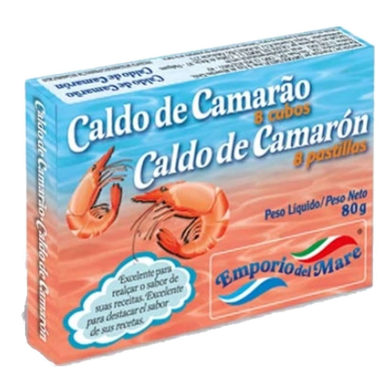 Caldo em Tablete Sabor Camarão Empório Del Mare Caixa 80g