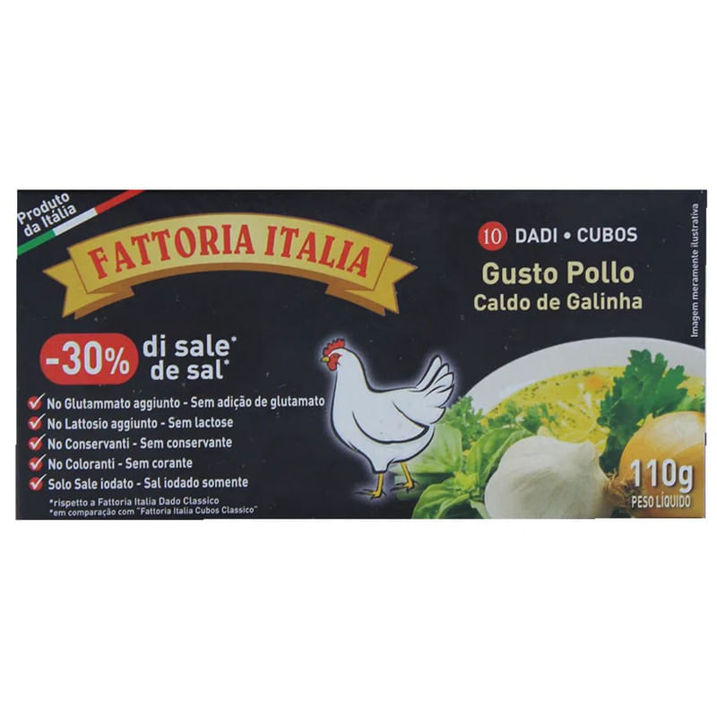 Caldo em tablete Sabor Galinha Fattoria Italia Caixa 110g