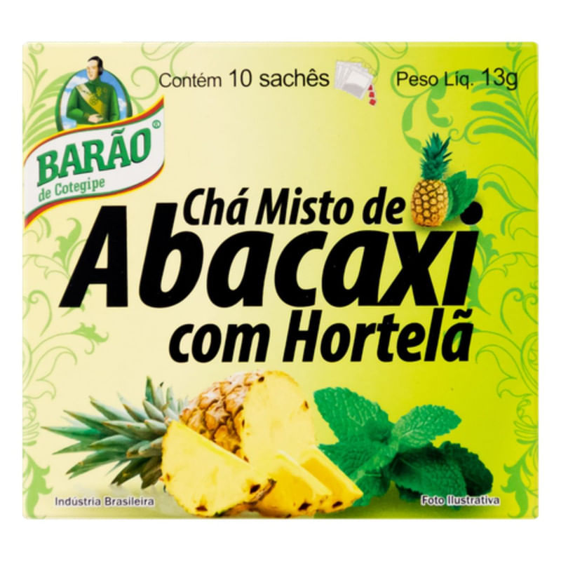 Chá de Abacaxi Com Hortelã Barão 10 Unidades 13g