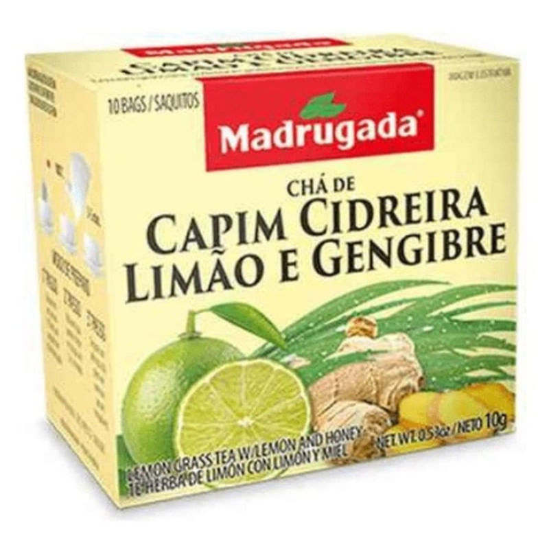 Chá de Capim Cideira limão e Gengibre Madrugada 10 Unidades 10g