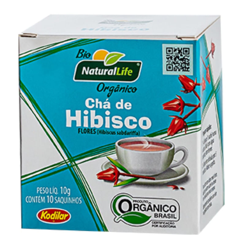 Chá de Hibisco Orgânico Bio Natural Life Kodilar Sachê 10 Unidades 10g