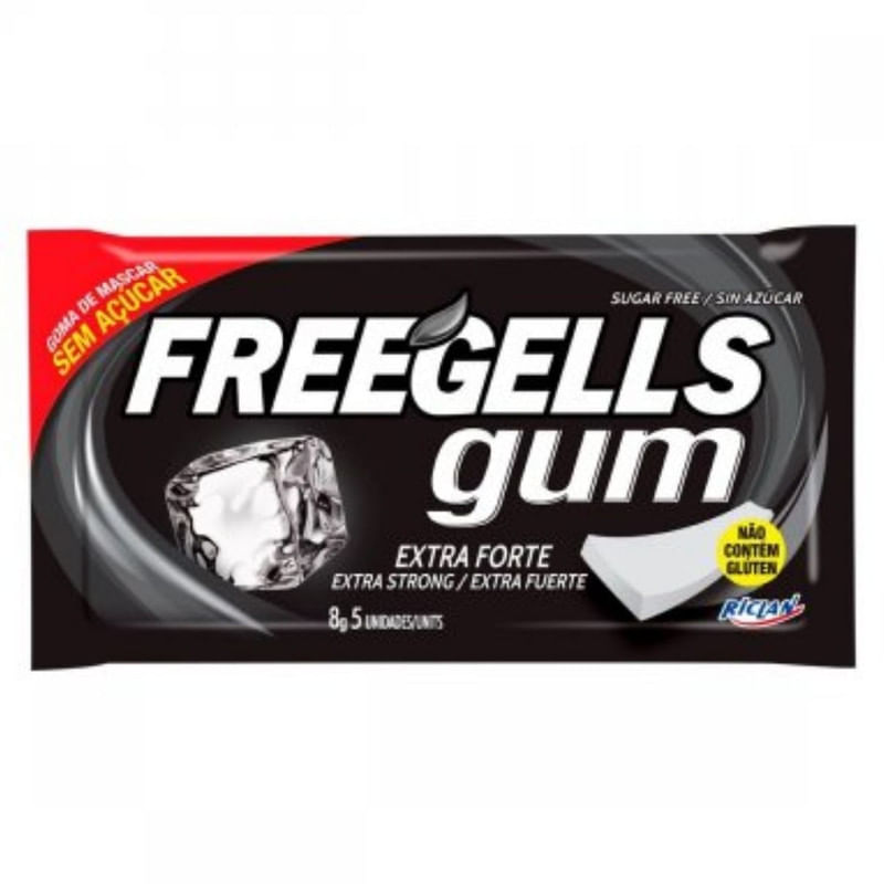 Chiclete Freegells Gum Extra Forte com 5 Unidades 8g