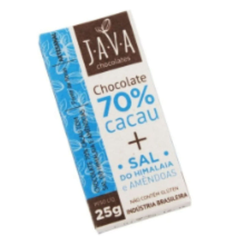 Chocolate 70% Cacau com Sal do Himalaia e Amêndoas Java 80g