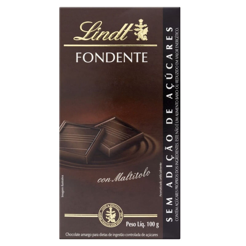 Chocolate Amargo Lindt Fondente Sem Açúcar 100g