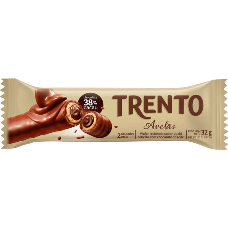 Chocolate ao Leite 38% com Recheio de Avelã Peccin Trento 32g