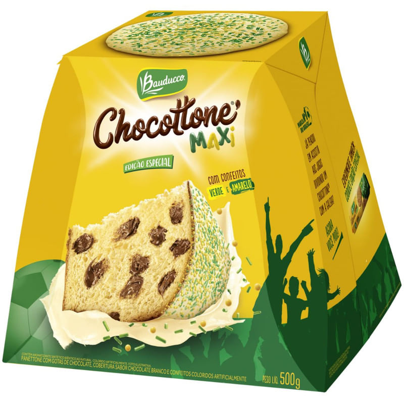 Chocottone Maxi com Confeitos Verde e Amarelo Bauducco Caixa 500g