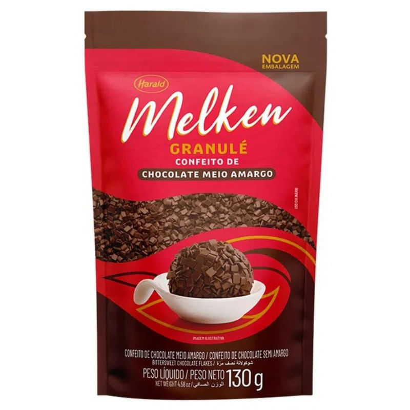 Confeito de Chocolate Meio Amargo Granulé Harald Melken Pacote 130g