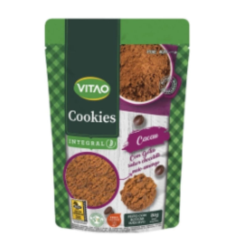 Cookie Integral Cacau Com Gotas de Chocolate Vitao 80g