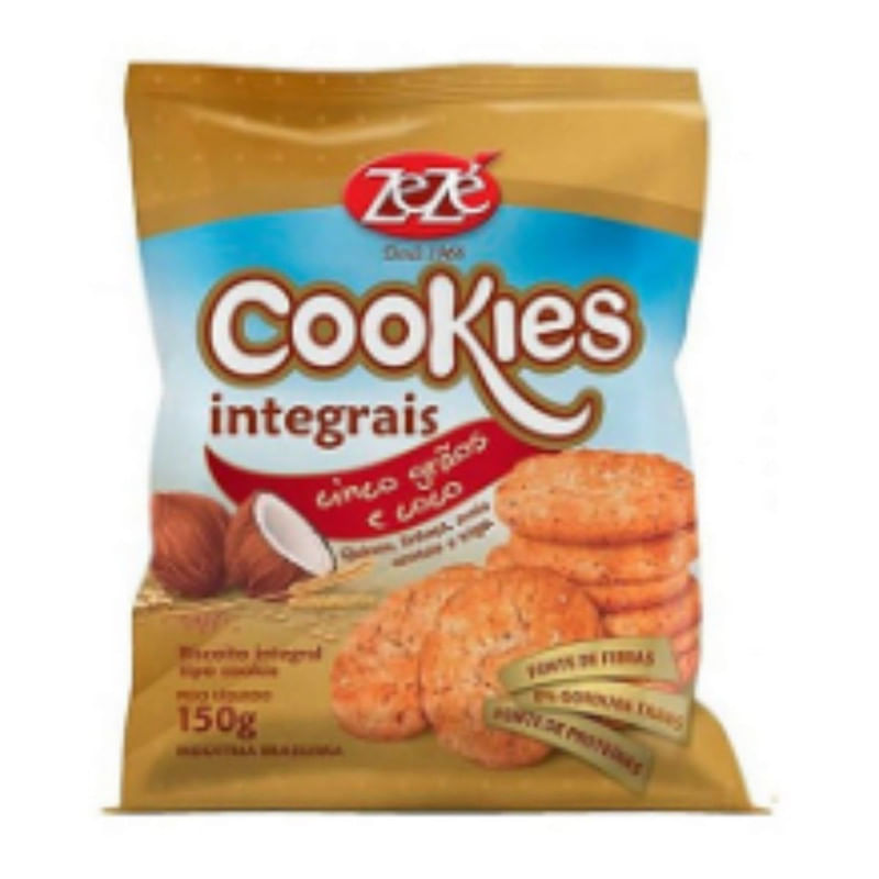 Cookie Integral Sabor Cinco Grãos E Coco Zezé 150g