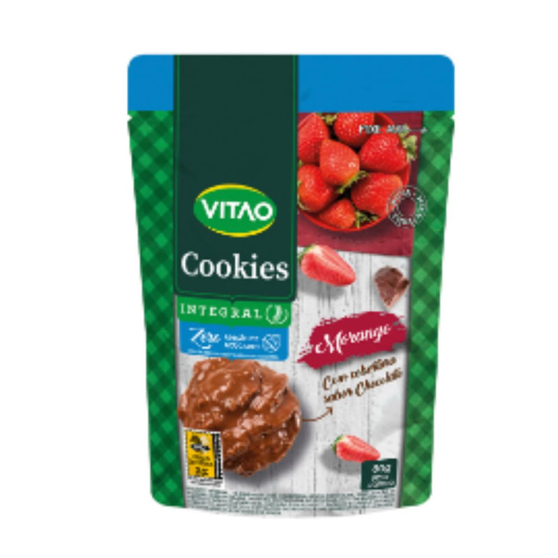 Cookies Zero Morango Coberto Chocolate Vitao 80g