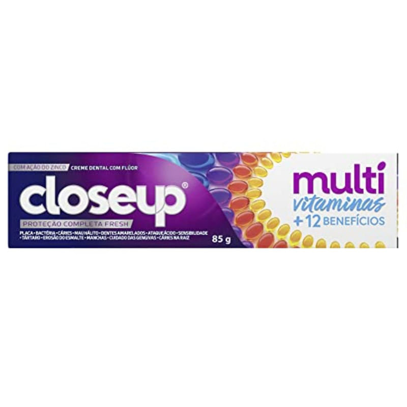 Creme Dental Closeup Multi Vitaminas +12 Benefícios Caixa 85g