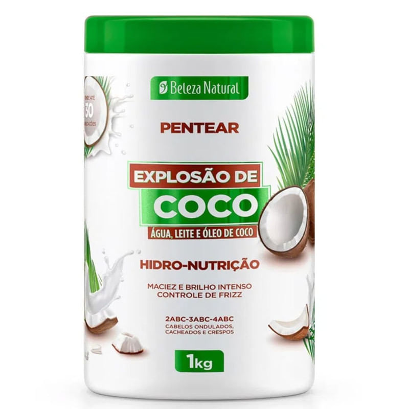 Creme de Pentear Hidro-Nutrição Explosão de Coco Beleza Natural Pote 1Kg