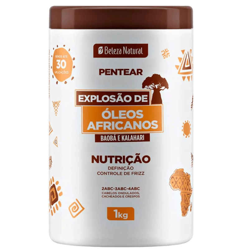 Creme de Pentear Nutrição Explosão de óleos Africanos Beleza Natural Pote 1Kg