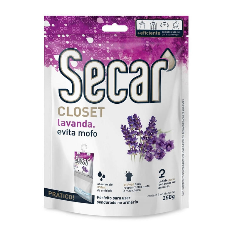 Desumidificador Closet Lavanda Secar Sachê 250g