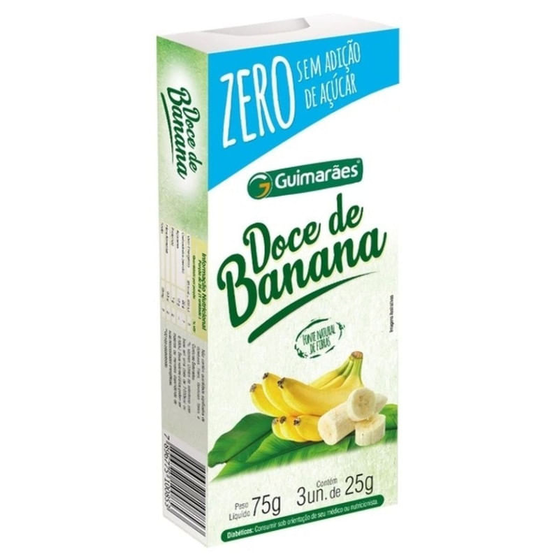 Doce de Banana Zero Açucar Guimarães 3 Unidades 75g