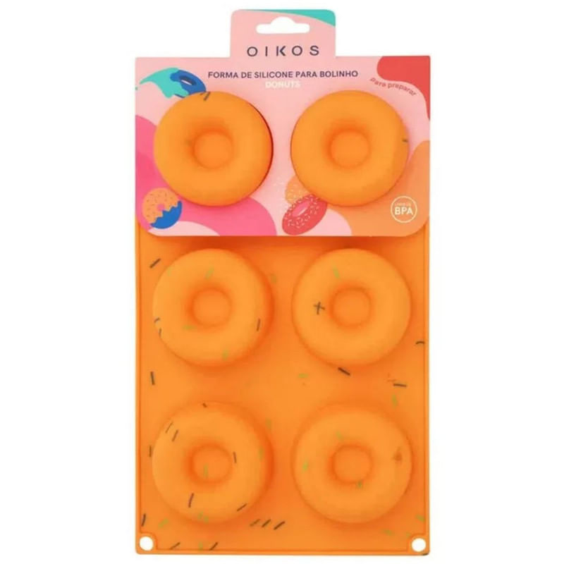 Forma de Silicone Bolinho Donuts 28cm Oikos