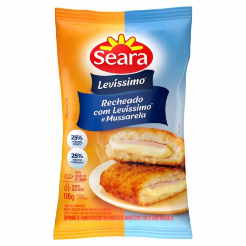 Empanada Congelada de Frango Recheado com Lombo e Mussarela Seara Pacote 110g