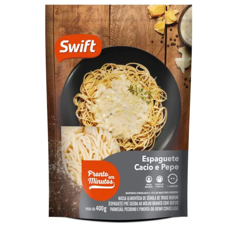 Espaguete Cacio e Pepe Congelado Swift Pacote 400g