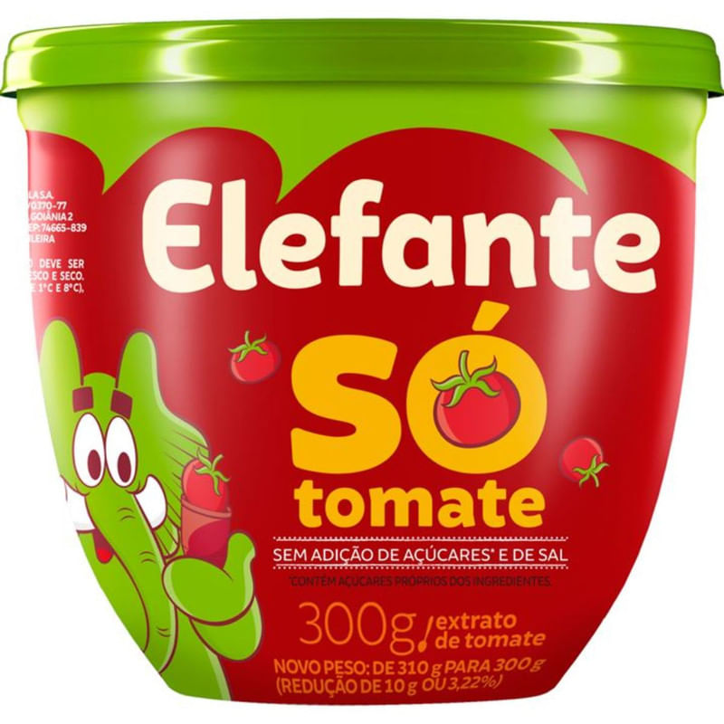 Extrato de Tomate Só Tomate Elefante Pote 300g