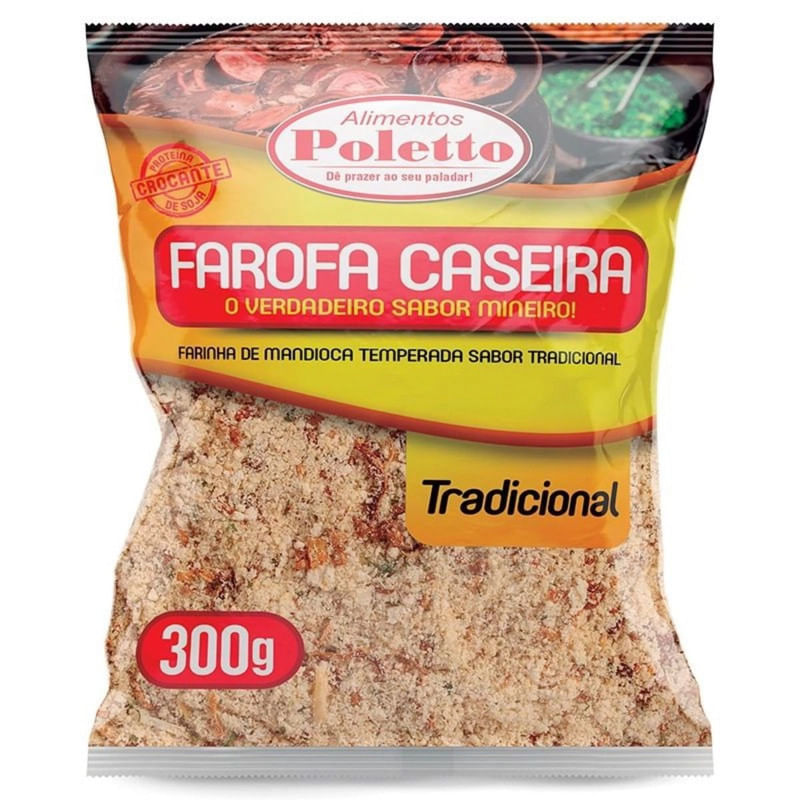 Farofa de Mandioca Temperada Tradicional Poletto Pacote 300g