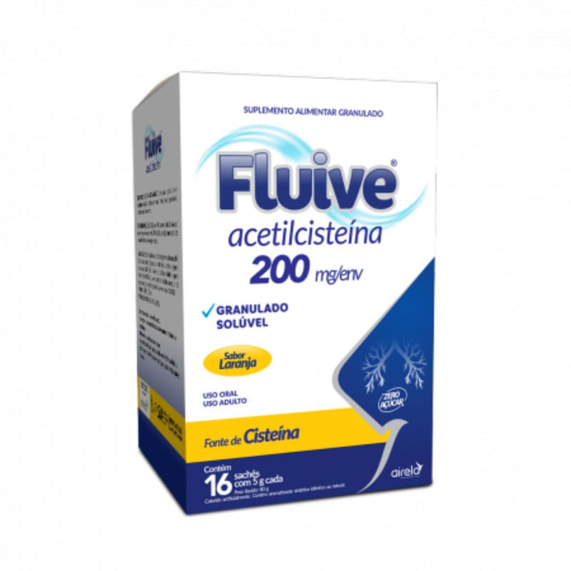 Fluive 200mg de Laranja 16 Sachês Com 5g Cada