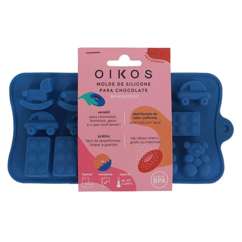 Forma de Silicone para Chocolate Brinquedos Azul Oikos 21cm